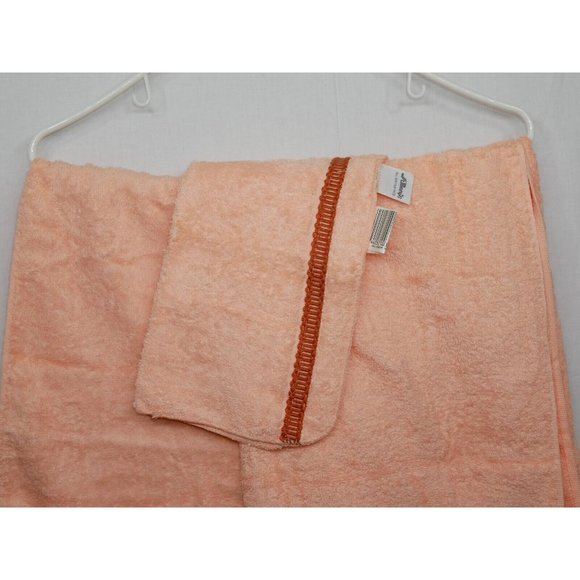 Vintage St. Mary's 100% Cotton Peach Glow 2 Bath Towels and 1 Washcloth NOS - Picture 3 of 7